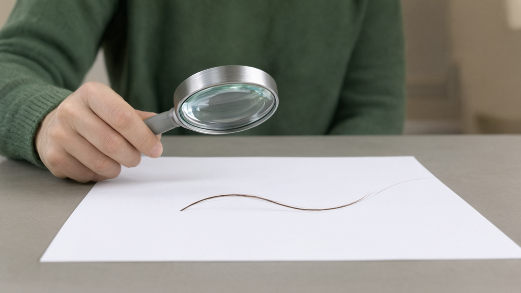 Editorial illustration of Visual hair examination for Which specific forensic science methods does SB 1515 define as discredited for the purpose of filing a new petition?